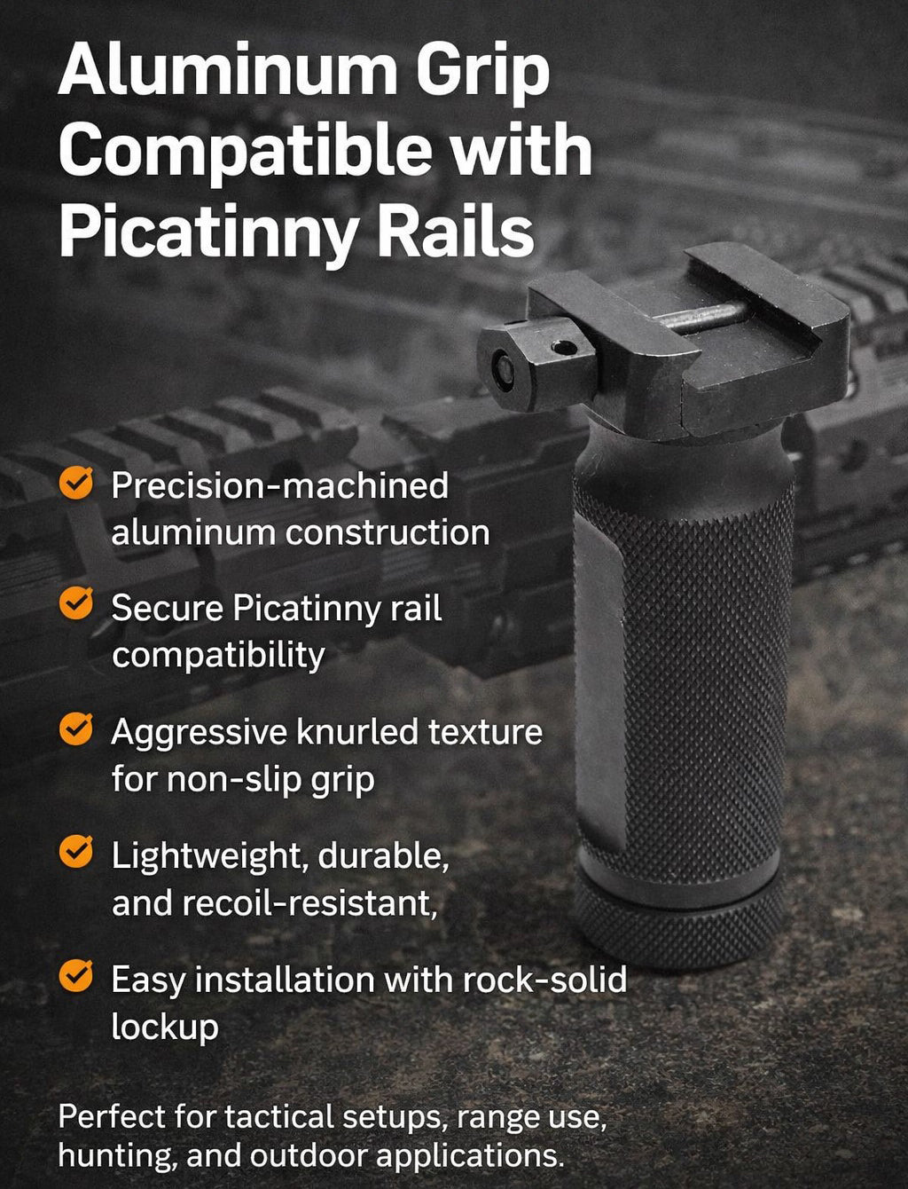 Trinity Tactical Aluminum Vertical Foregrip with Storage Compatible with Tokarev TBP 12 Picatinny Rail