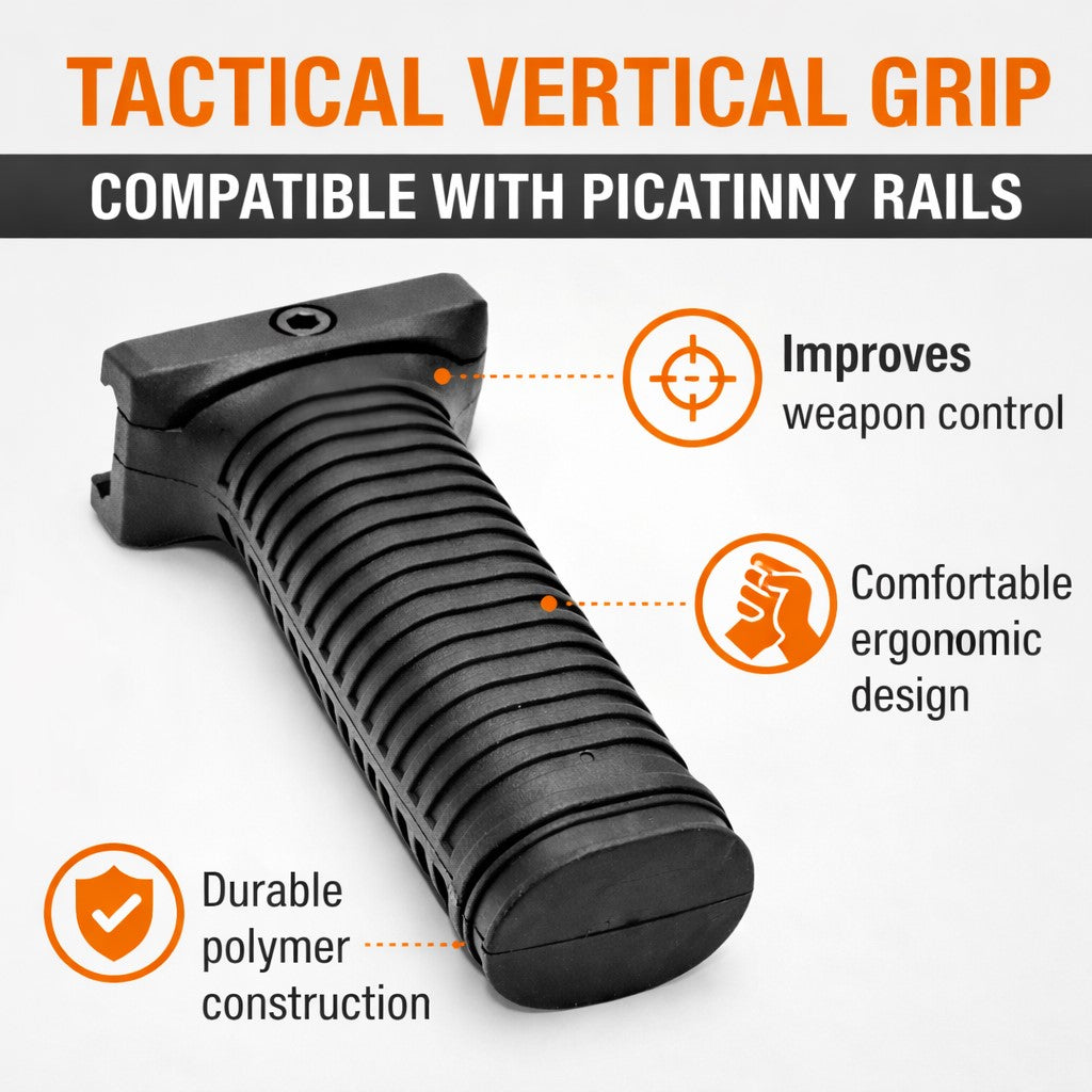 Tactical Vertical Foregrip with Storage for Black Aces FD12 Picatinny Rail Polymer Grip Black
