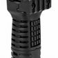 A black tactical flashlight grip with a textured handle and a quick-release top, shown on a plain white background.