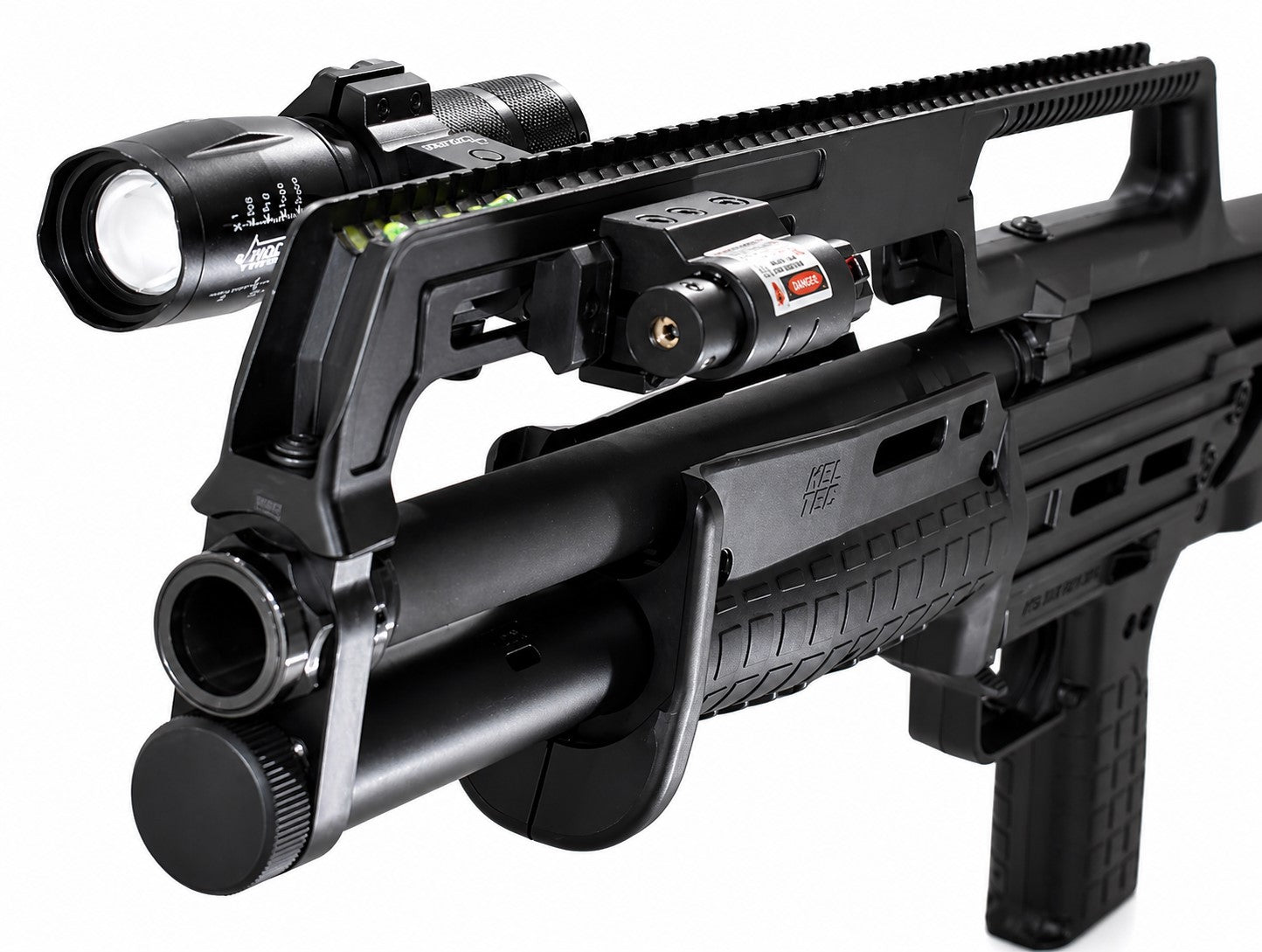 Trinity 1000 Lumen Flashlight & Red Laser Combo Compatible with Kel-Tec KS7 – Tactical Picatinny Rail Mounted Light Kit