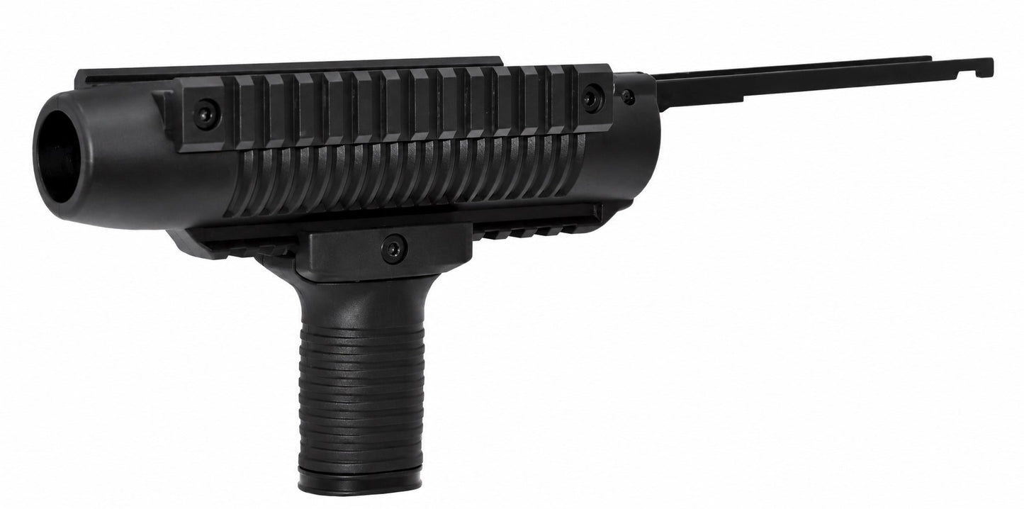 Railed Forend Pump & Tactical Grip Compatible with Mossberg 500A 12 Gauge – Black