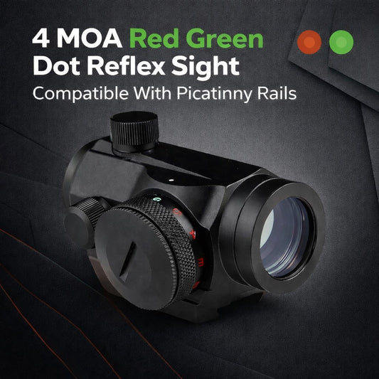 4 MOA Red Green Dot Reflex Sight Low Profile Micro Scope Compatible With Picatinny Rails – Dual Illuminated Tactical Optic