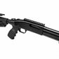 Close-up of a black shotgun on a white background