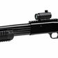 Close-up of a black shotgun on a white background