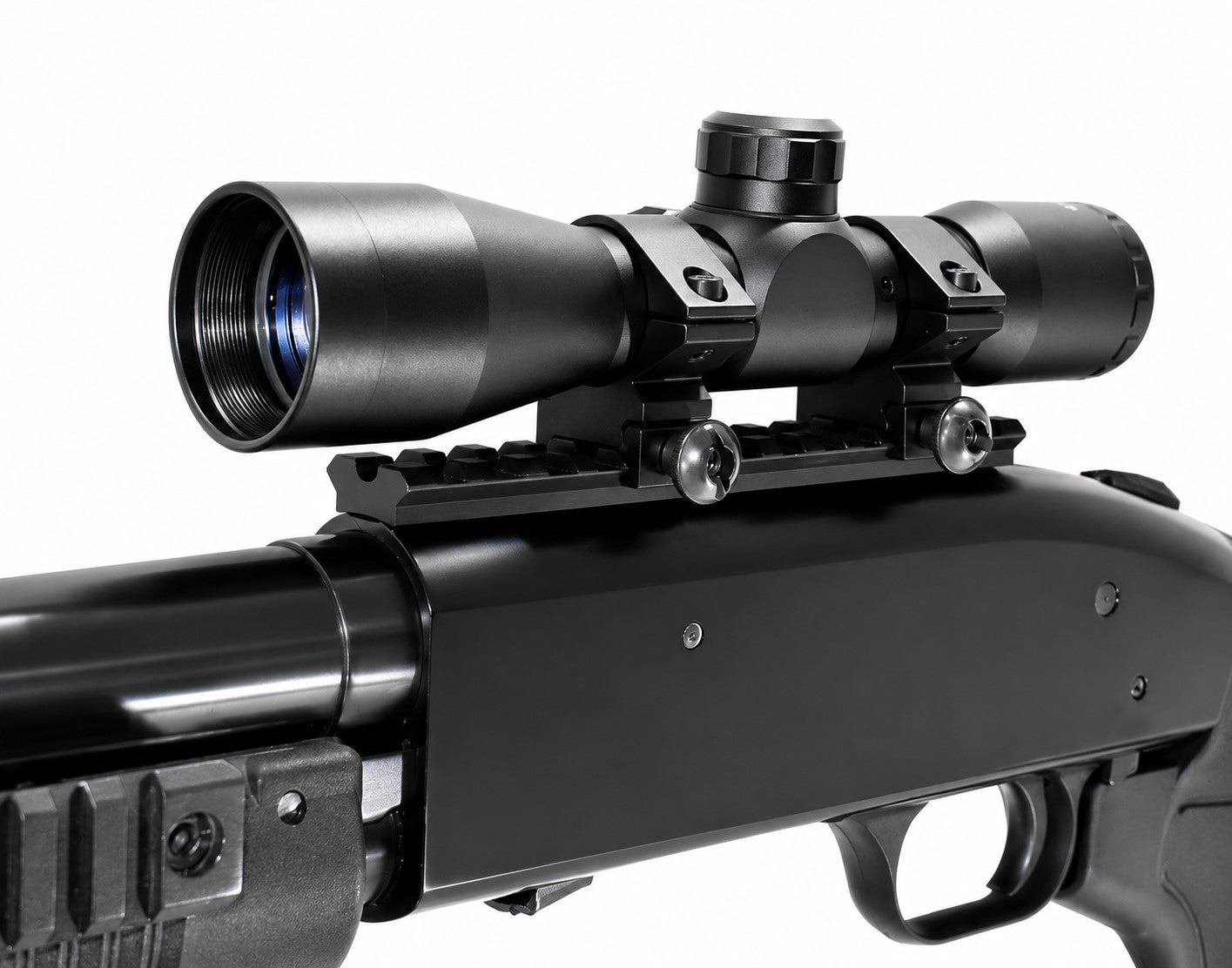 TRINITY 4x32 Mil-Dot Scope Compatible with Mossberg 590 12 Gauge Pump Shotgun Picatinny Rail Base Mount Tactical Hunting Optic