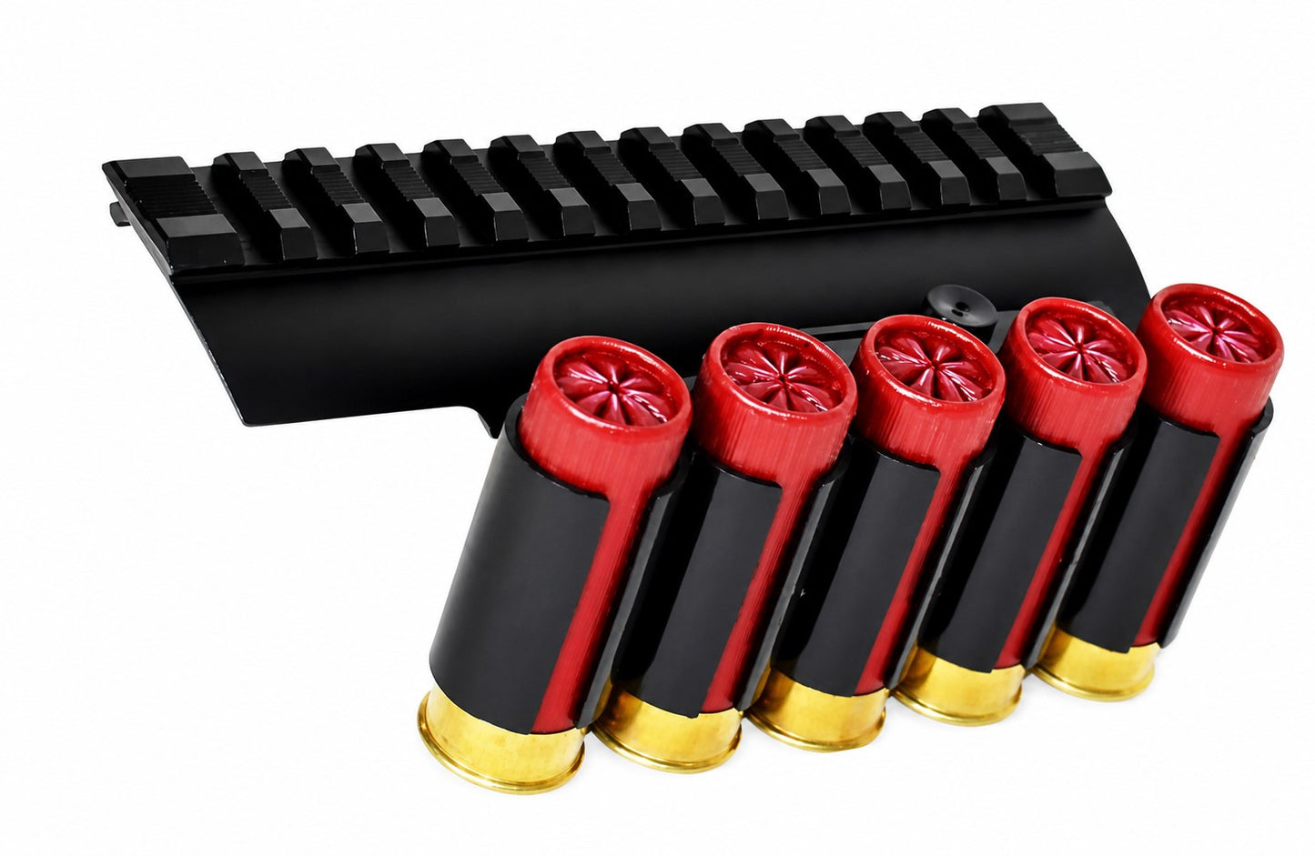 Saddle Mount Picatinny Rail with Shell Holder for Mossberg 590 Shockwave 12 Gauge
