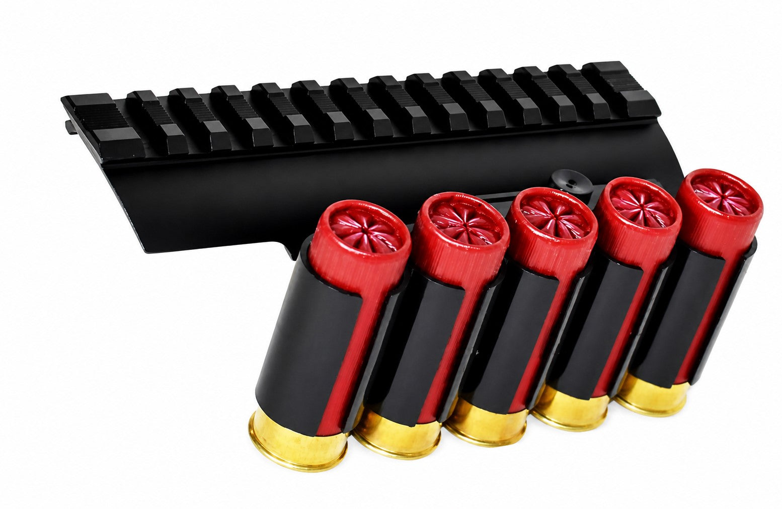Saddle Mount Picatinny Rail with Shell Holder for Mossberg 590 Shockwave 12 Gauge