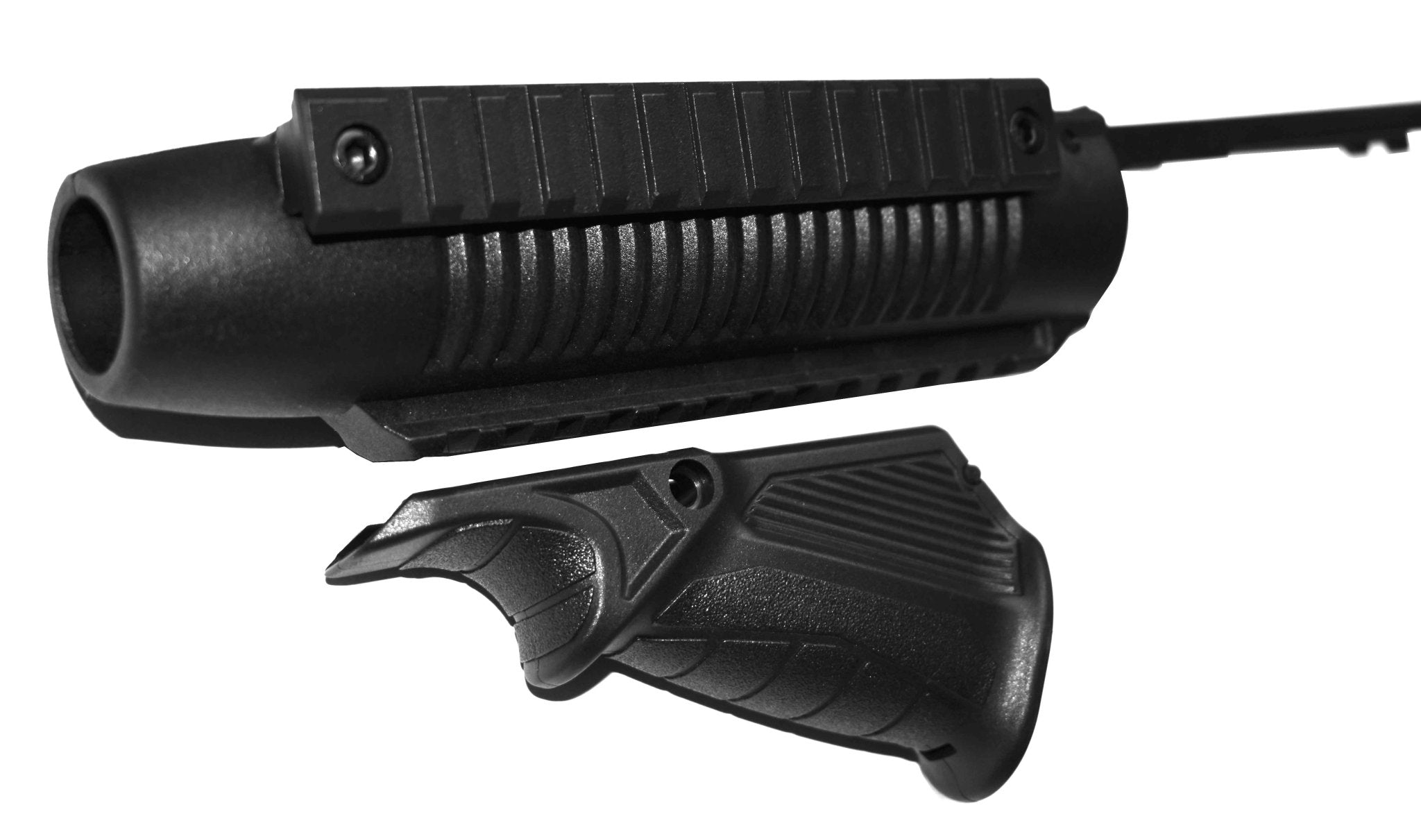 Railed Handguard with Angled Foregrip for Mossberg 500 & Maverick Railed Handguard with Angled Foregrip for Mossberg 500 & Maverick