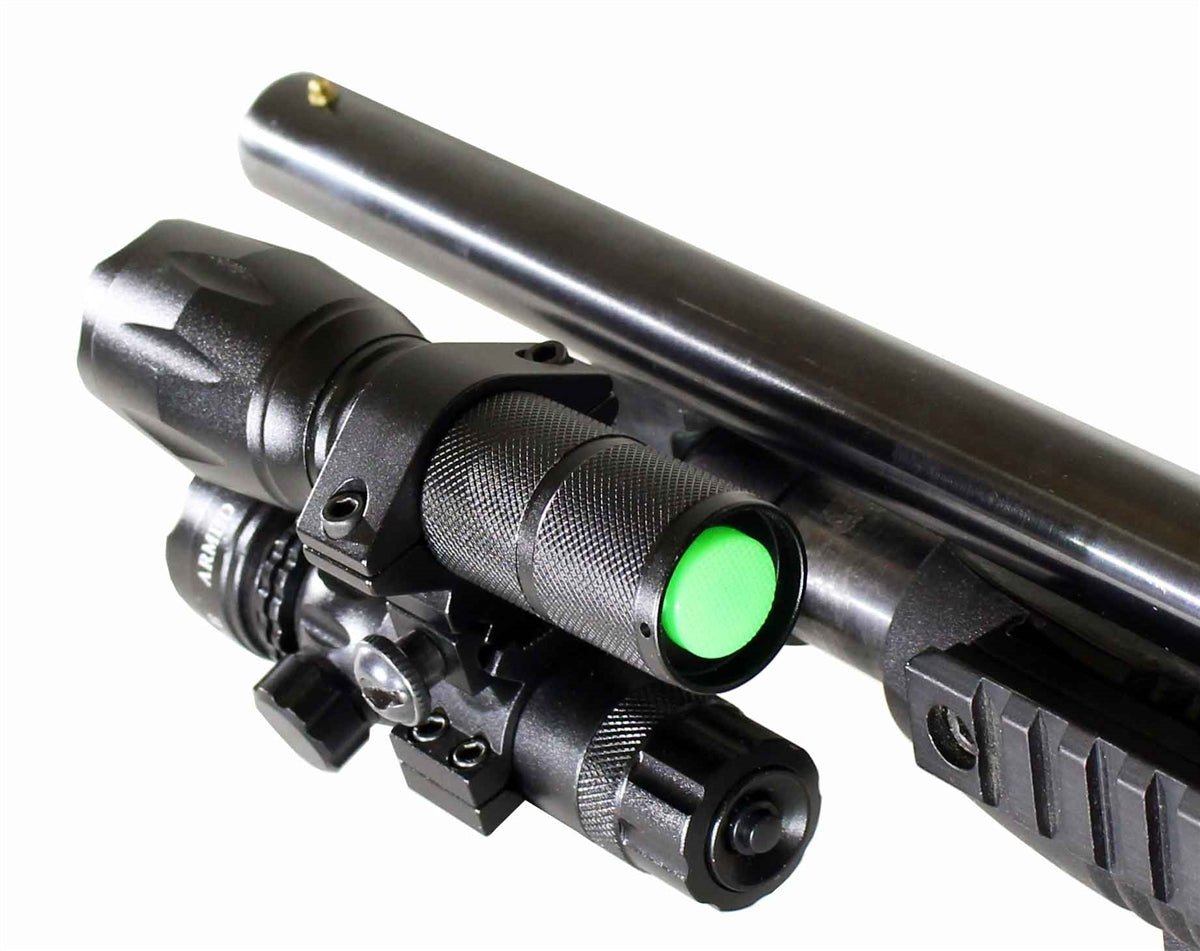 mossberg 590 12 gauge pump green laser sight and flashlight combo aluminum black. - TRINITY SUPPLY INC