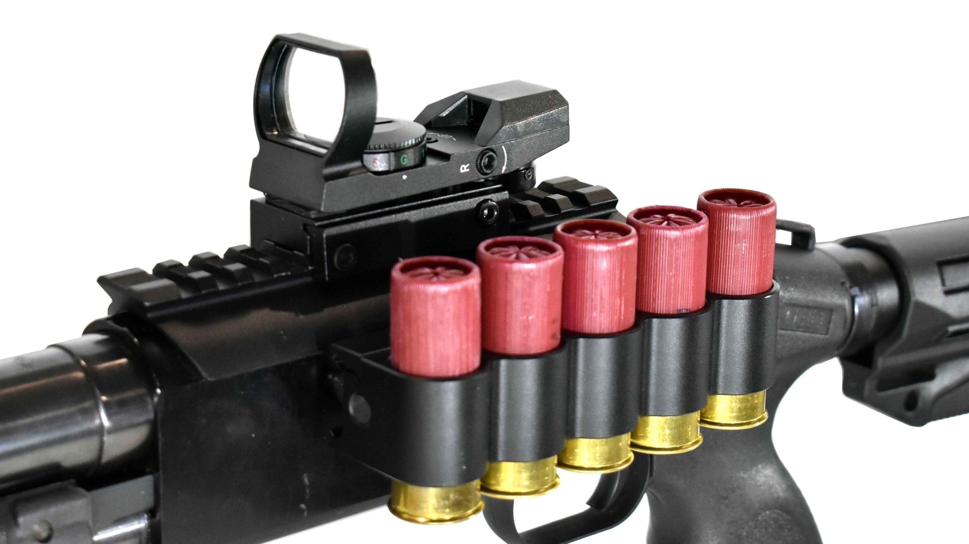 Mossberg 590 shockwave 12 gauge pump saddle, shell holder and reflex sight combo. - TRINITY SUPPLY INC