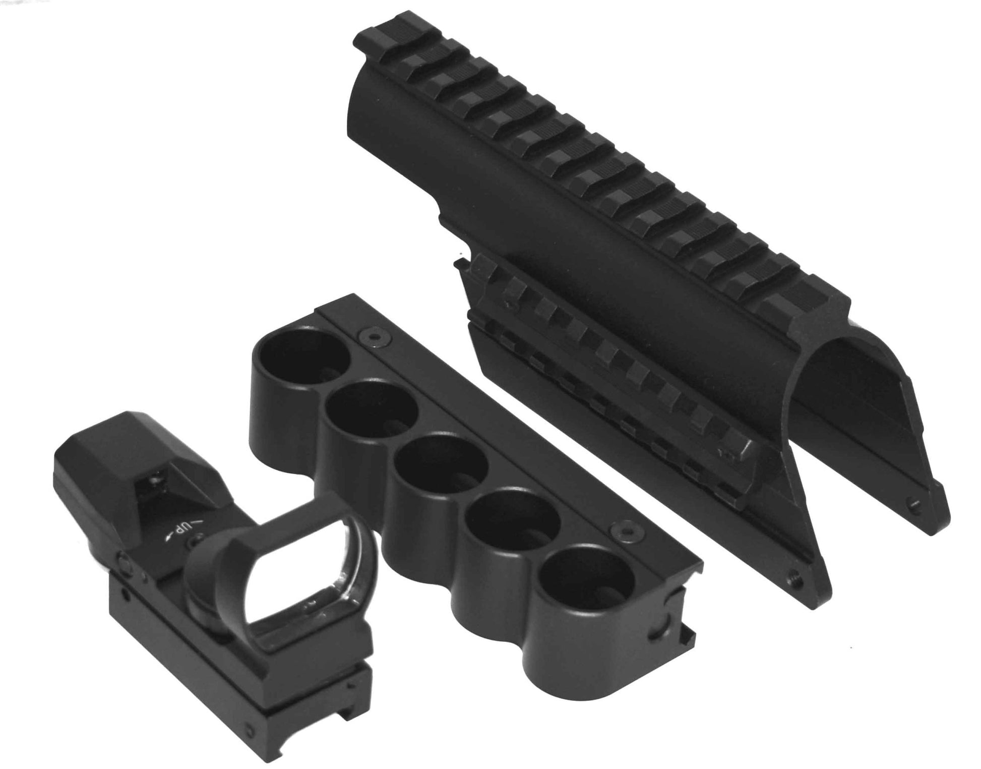 Mossberg 590 shockwave 12 gauge pump saddle, shell holder and reflex sight combo. - TRINITY SUPPLY INC