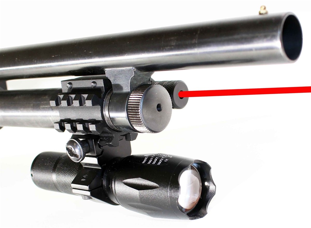 Mossberg 590A1 12 gauge 1000 lumen flashlight and red dot laser sight combo tactical hunting home defense. - TRINITY SUPPLY INC