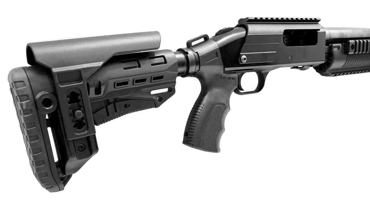 Mossberg Maverick 88 20 gauge shotgun collapsible stock Cali style.