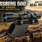 mossberg 500 12 gaauge saddle with 4x32 scope on hunting background.