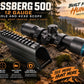 mossberg 500 12 gaauge saddle with 4x32 scope on hunting  background.