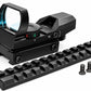 Black tactical rifle scope with a quick-release rail attachment and four mounting screws, shown on a clean white background.