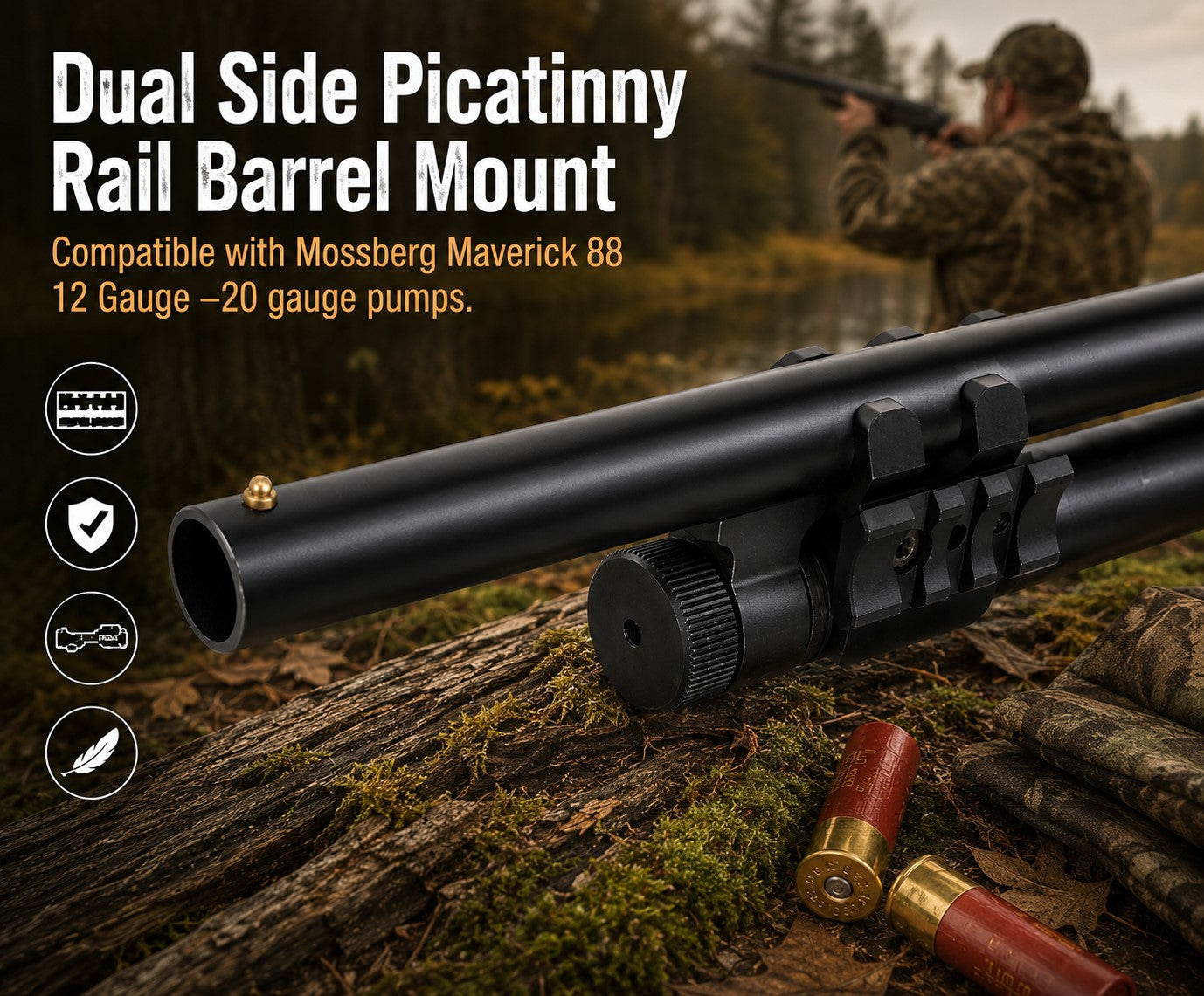 TRINITY Aluminum Barrel & Magazine Tube Mount with Dual Side Picatinny Rails Compatible with Mossberg 500 FLEX 12 Gauge