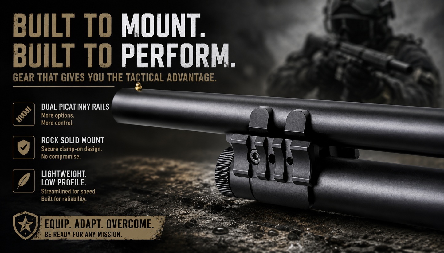 TRINITY Aluminum Barrel & Magazine Tube Mount with Dual Side Picatinny Rails Compatible with Mossberg 500 FLEX 12 Gauge
