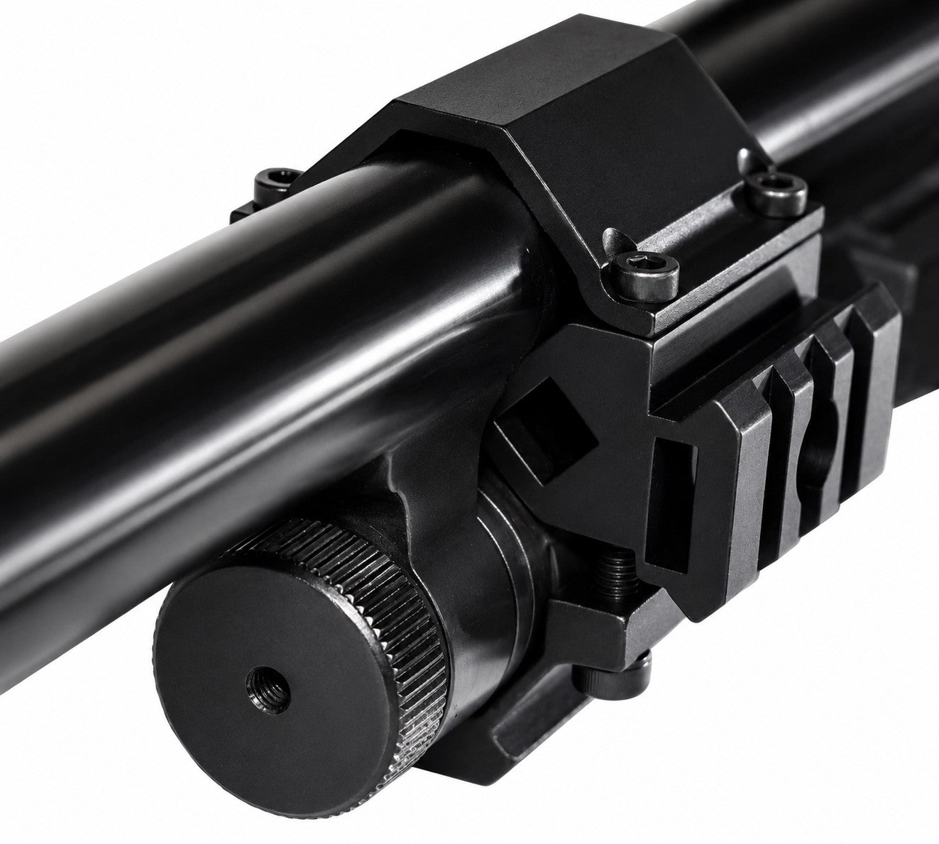 12 Gauge Shotgun Magazine Tube & Barrel Mount – Triple Picatinny Rail Aluminum Accessory Adapter