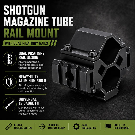 TRINITY Shotgun Magazine Tube Rail Mount with Dual Picatinny Rails – Aluminum Barrel Clamp Adapter for 12 Gauge Pump Shotguns