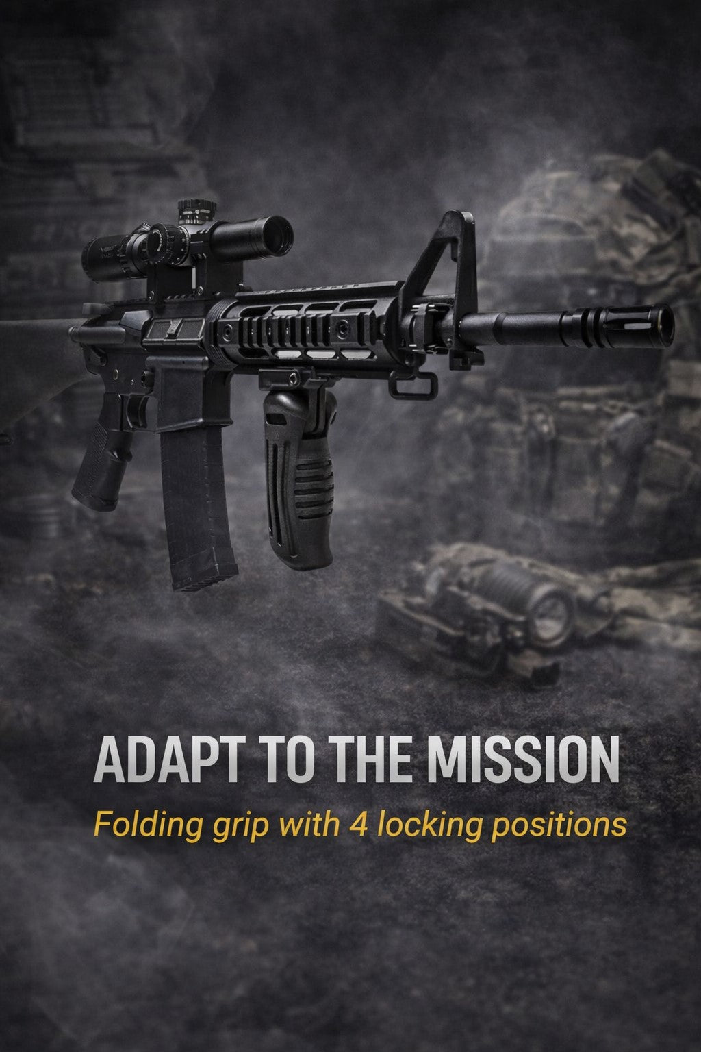 TRINITY Folding Vertical Foregrip for Picatinny Rails – 4 Position Lockable Tactical Grip Black