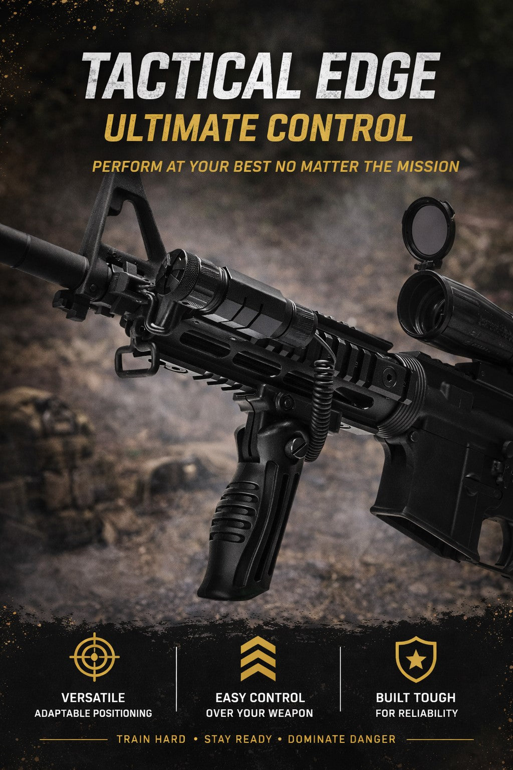 TRINITY Folding Vertical Foregrip for Picatinny Rails – 4 Position Lockable Tactical Grip Black