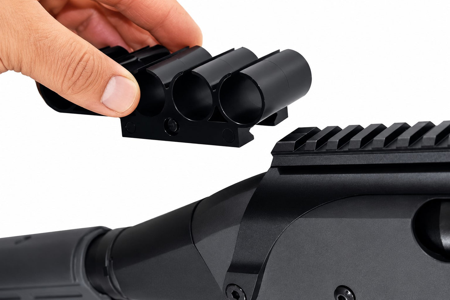12 Gauge Polymer Shell Holder Picatinny Rail Mount – 5 Round 2 3/4” & 3” Compatible Black
