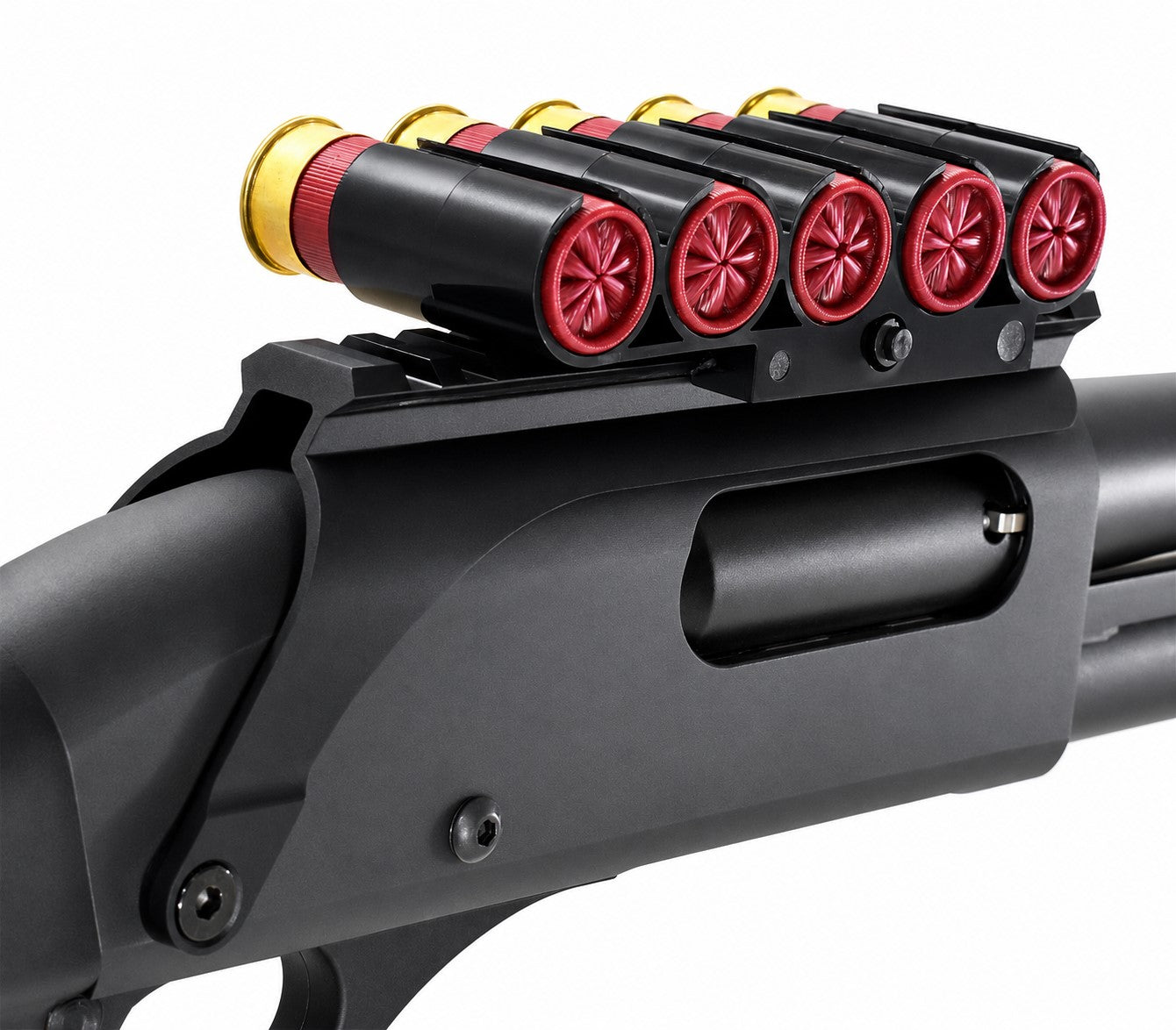 12 Gauge Polymer Shell Holder Picatinny Rail Mount – 5 Round 2 3/4” & 3” Compatible Black