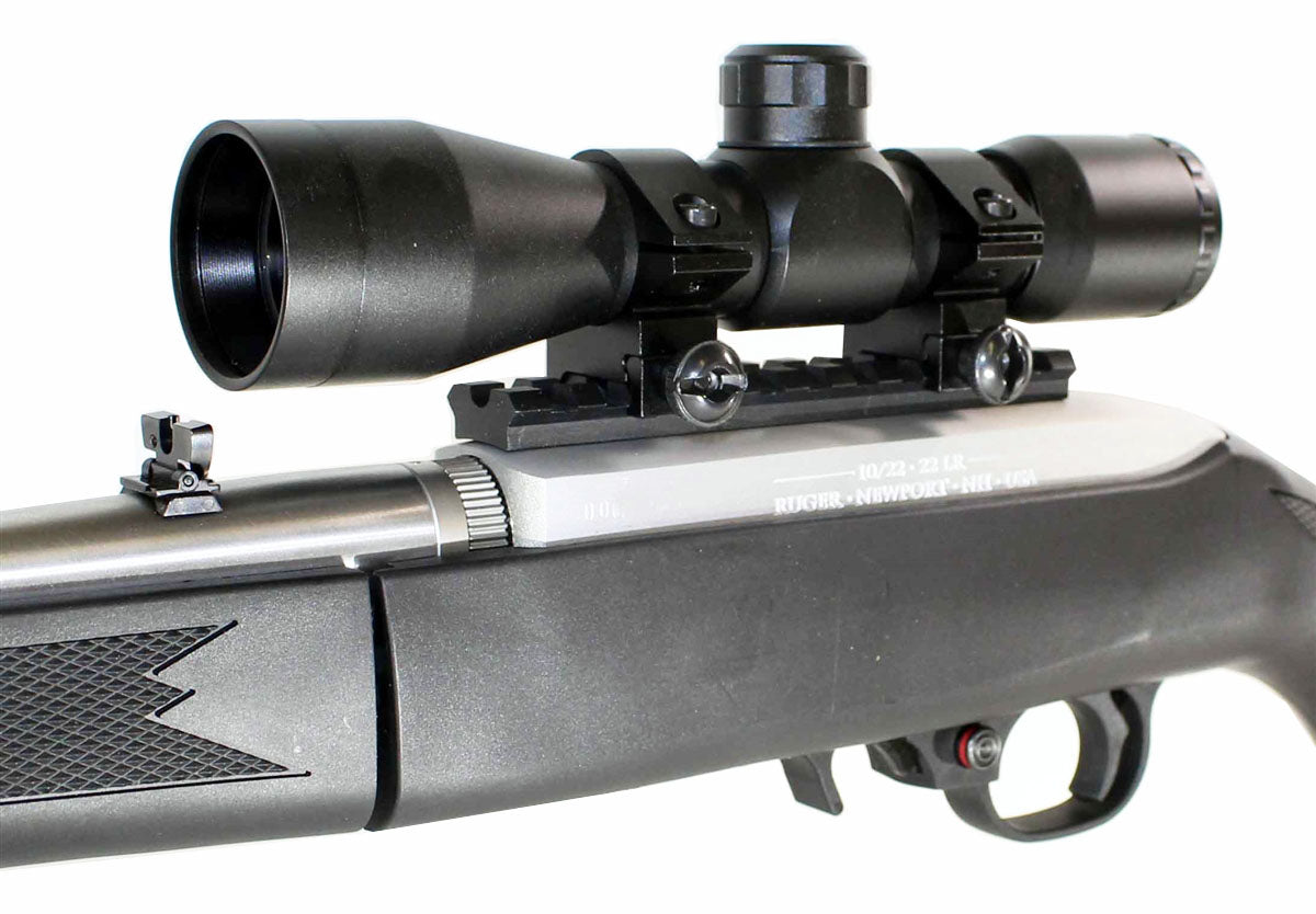 Ruger 10/22 Rifle scope sight with base mount combo mil-dot reticle aluminum black. - TRINITY SUPPLY INC