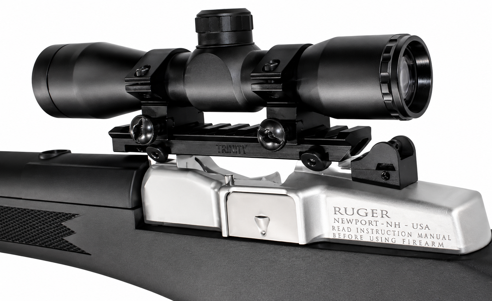 Trinity 4x32 Tactical Scope Mildot Reticle Combo Compatible with Ruger Mini 14 & Mini 30 – Picatinny Rail Mount Kit, Aluminum Matte Black