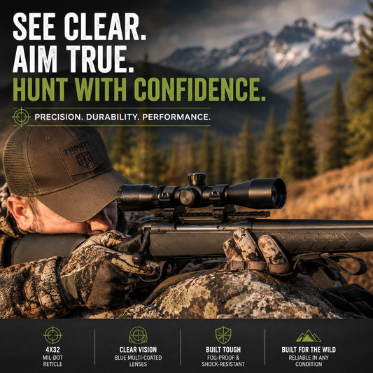 TRINITY 4x32 Mil-Dot Scope with Picatinny Rail Mount Compatible with Savage Arms Axis, Axis II & Edge Rifles