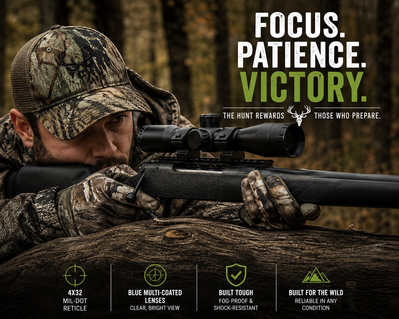 TRINITY 4x32 Mil-Dot Scope with Picatinny Rail Mount Compatible with Savage Arms Axis, Axis II & Edge Rifles