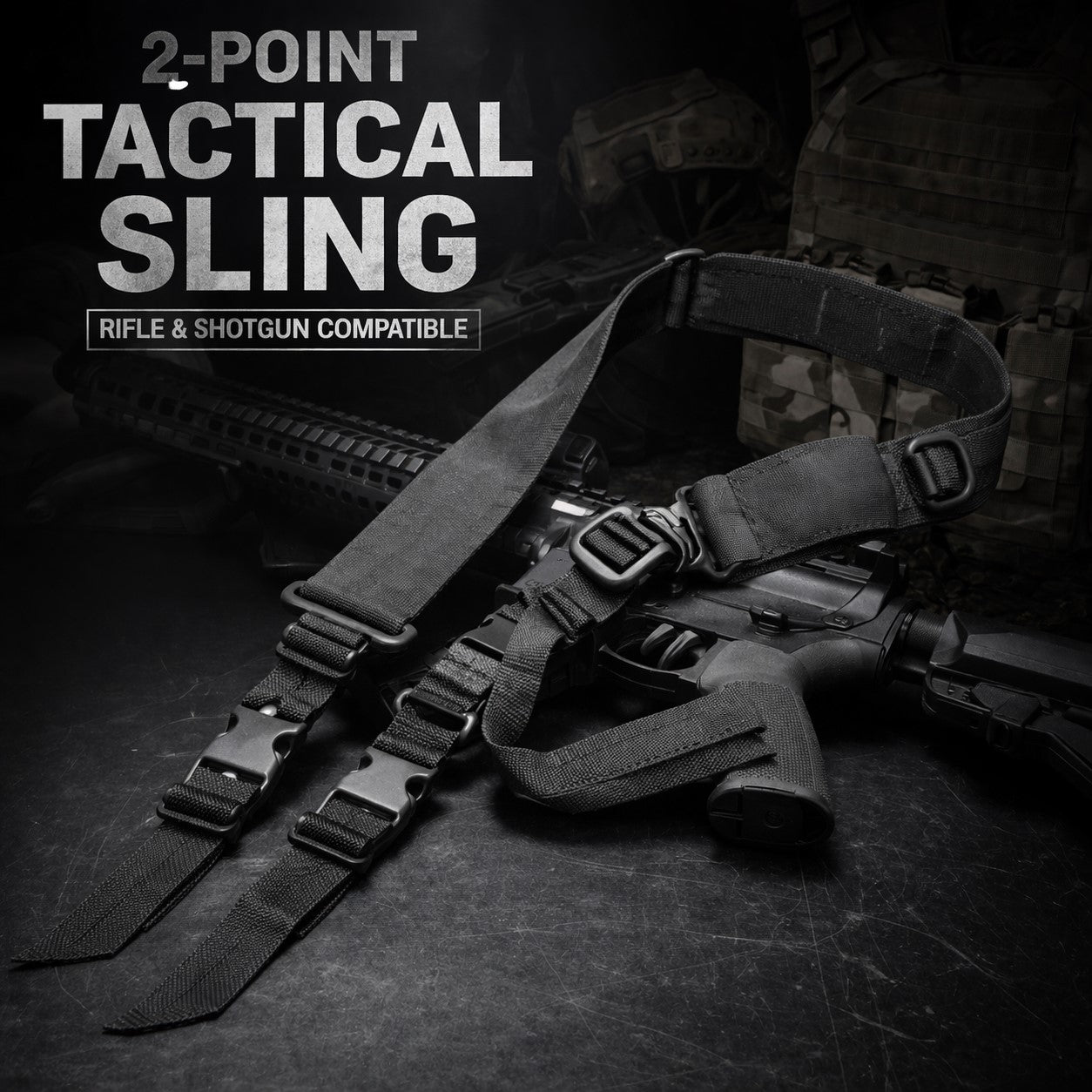 2 Point Tactical Sling Compatible With Kel-Tec KS7 12 Gauge Shotgun Adjustable Bungee Sling Hunting Home Defense Gear