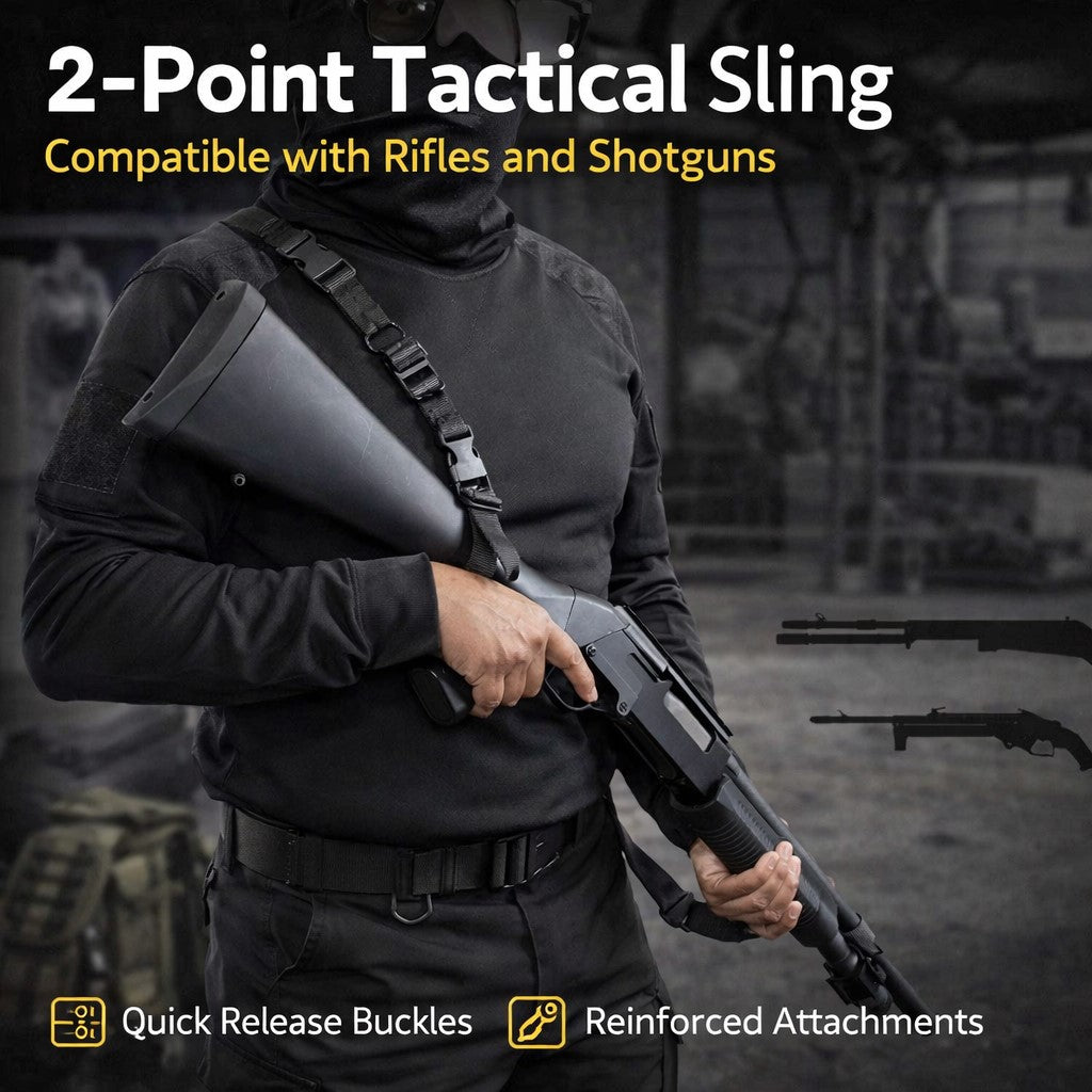 2 Point Tactical Sling Compatible With Kel-Tec KS7 12 Gauge Shotgun Adjustable Bungee Sling Hunting Home Defense Gear