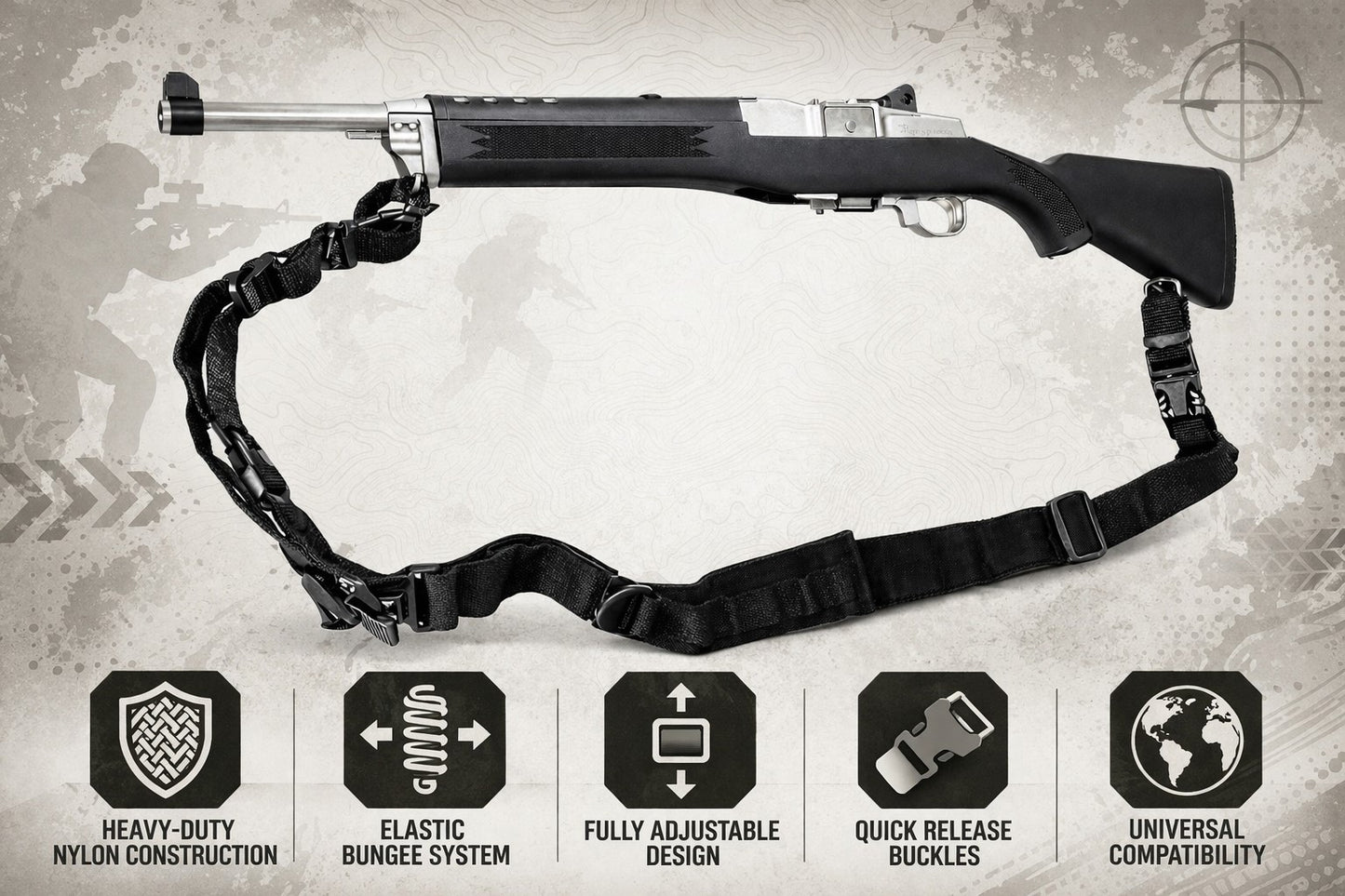 TRINITY 2 Point Tactical Sling Compatible with Mossberg 500 12 Gauge Shotgun – Adjustable Bungee Sling for Hunting Tactical Home Defense Gear