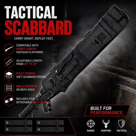 TRINITY Tactical Shotgun Scabbard Compatible With Remington V3 TAC-13 MOLLE Padded Carry Case Adjustable 20–25 Inch Black