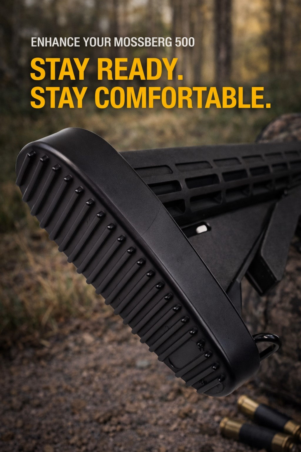 Collapsible Tactical Stock with Rubber Butt Pad – Compatible with Mossberg 500 20-Gauge