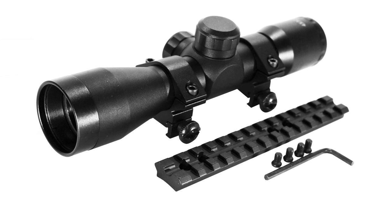 Tactical 4x32 Mil-Dot Reticle Scope With Base Mount Compatible With Mossberg 590 12 Gauge Pumps. - TRINITY SUPPLY INC