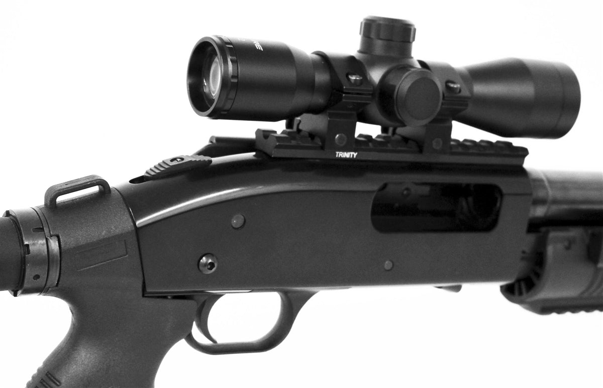 Tactical 4x32 Mil-Dot Reticle Scope With Base Mount Compatible With Mossberg 590 12 Gauge Pumps. - TRINITY SUPPLY INC