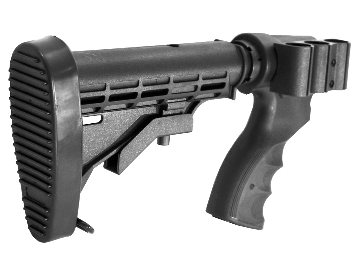 Tactical Adjustable Stock With Shell Holder Compatible With Remington 870 tac-14 12 gauge pump. - TRINITY SUPPLY INC