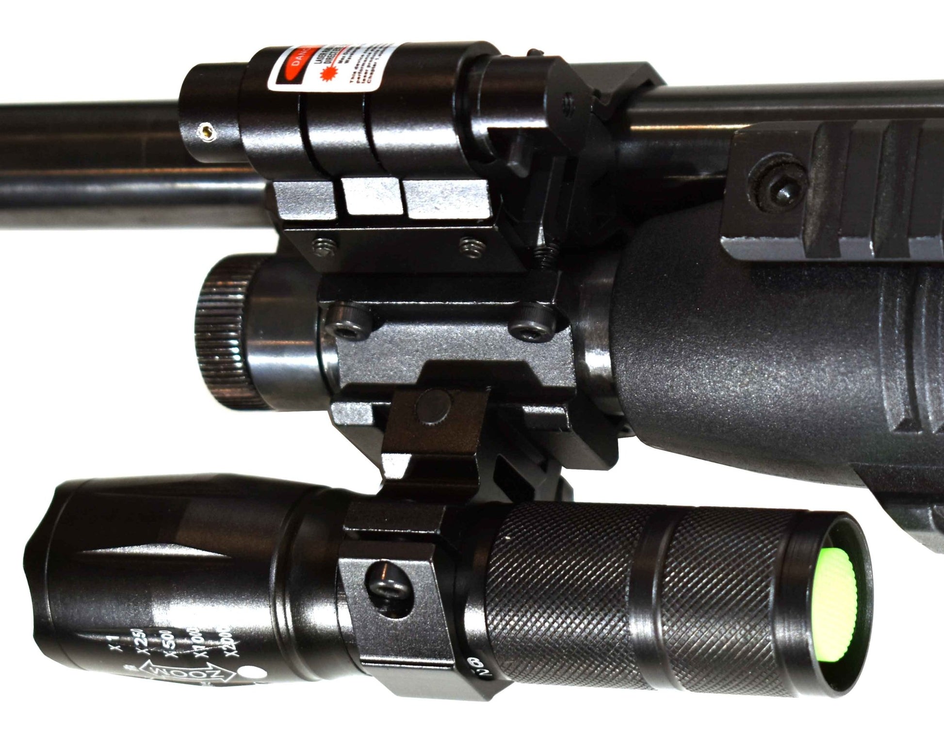 Tactical Flashlight And Red Laser Sight With Magazine Tube/barrel Mount Compatible With Mossberg 590A1 12 Gauge Shotguns. - TRINITY SUPPLY INC