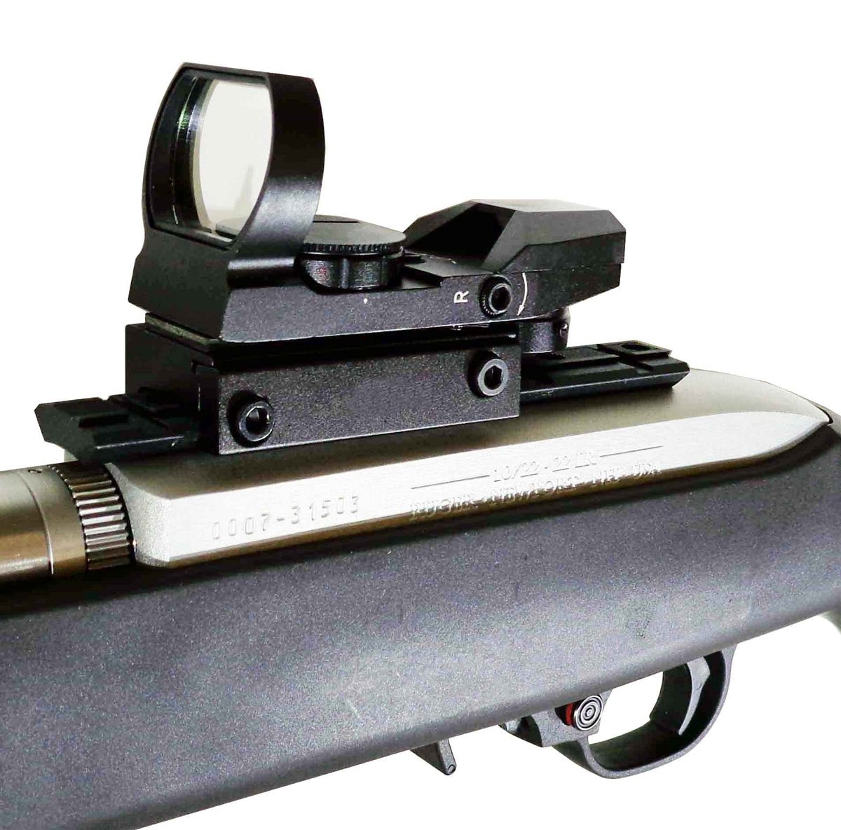 Tactical Reflex Sight With 4 Reticles With Base Mount Compatible With Ruger 10/22 Model Rifle. - TRINITY SUPPLY INC