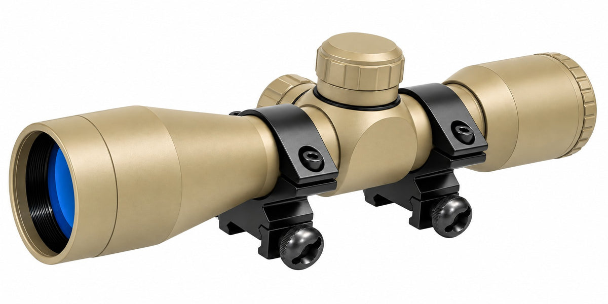 TRINITY Tan 4x32 Mil-Dot Scope with Rings for Weaver Rails Hunting Optic 32mm