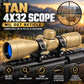 TRINITY Tan 4x32 Mil-Dot Scope with Rings for Weaver Rails Hunting Optic 32mm