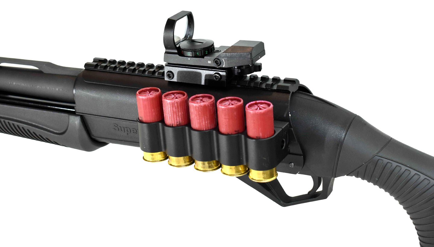 Trinity aluminum saddle mount reflex sight and shell holder combo for