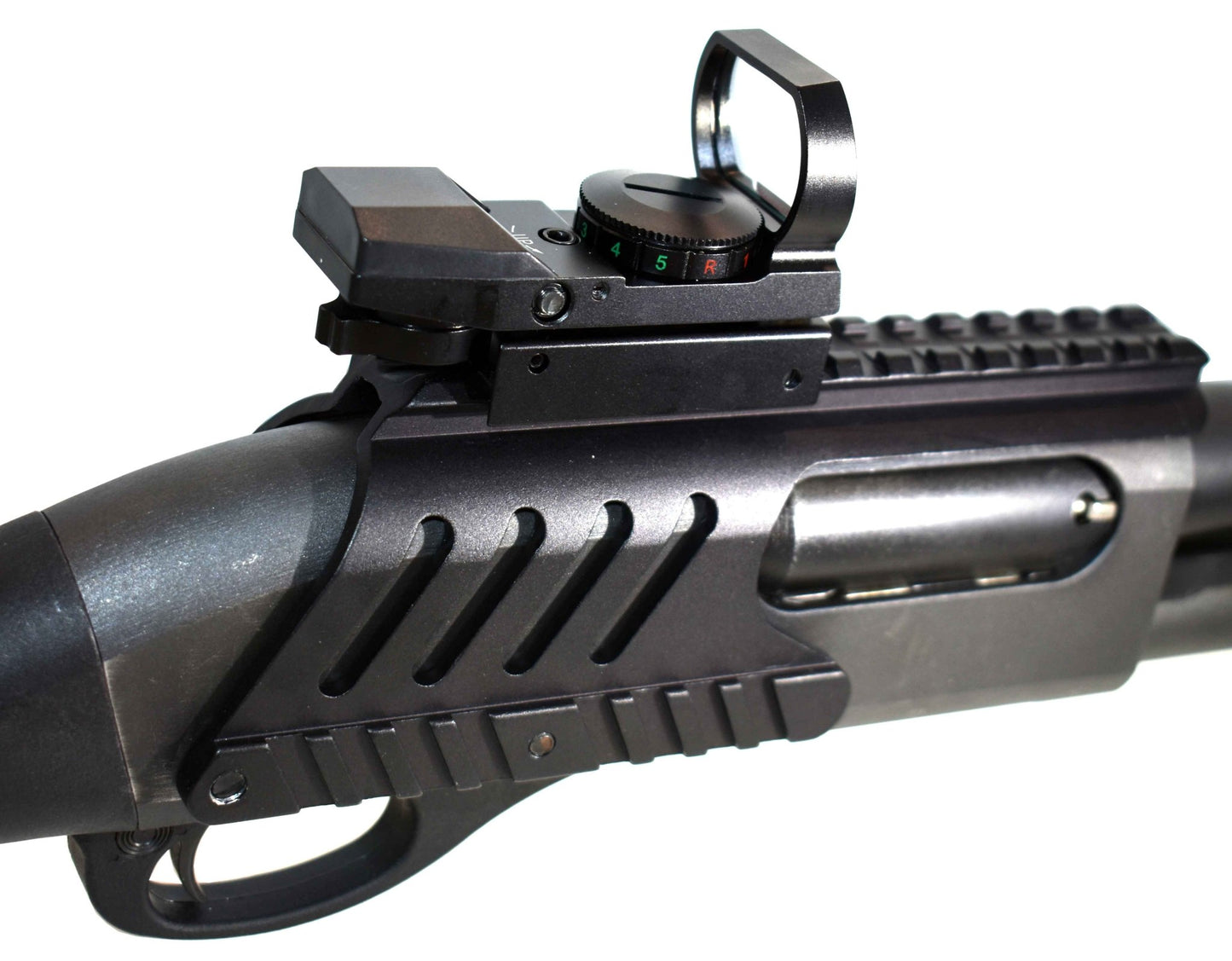 Trinity Reflex Sight Red Green Reticles With Saddle Mount Picatinny Rail Adapter Compatible With Remington 870 12 Gauge Pump. - TRINITY SUPPLY INC