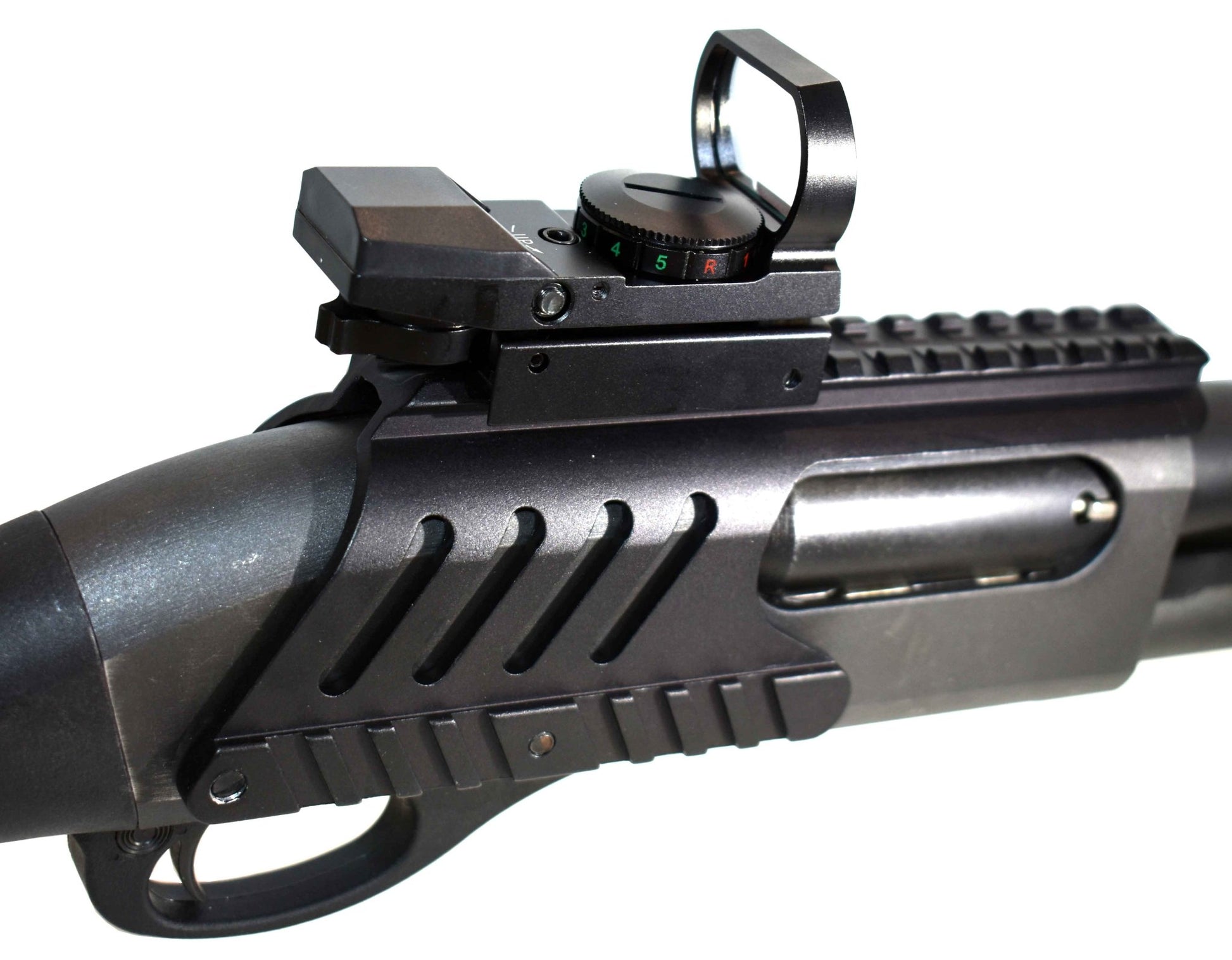 Trinity Reflex Sight Red Green Reticles With Saddle Mount Picatinny Rail Adapter Compatible With Remington 870 12 Gauge Pump. - TRINITY SUPPLY INC