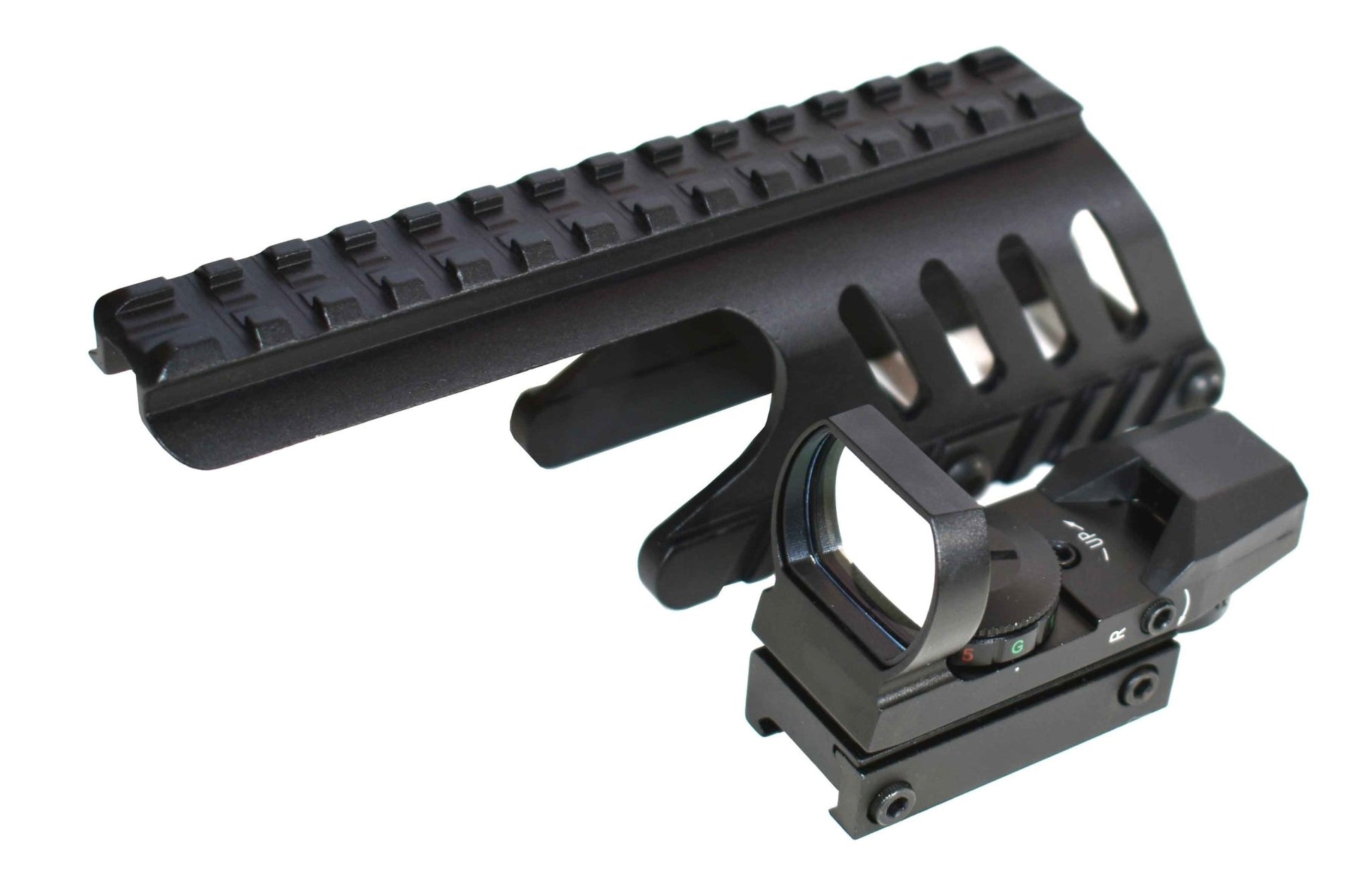 Trinity Reflex Sight Red Green Reticles With Saddle Mount Picatinny Rail Adapter Compatible With Remington 870 12 Gauge Pump. - TRINITY SUPPLY INC