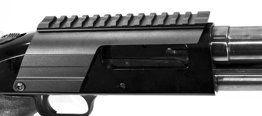 TRINITY Saddle Mount For Mossberg 500 12 Gauge pump Picatinny Weaver Base Mount Adapter Aluminum Black. - TRINITY SUPPLY INC