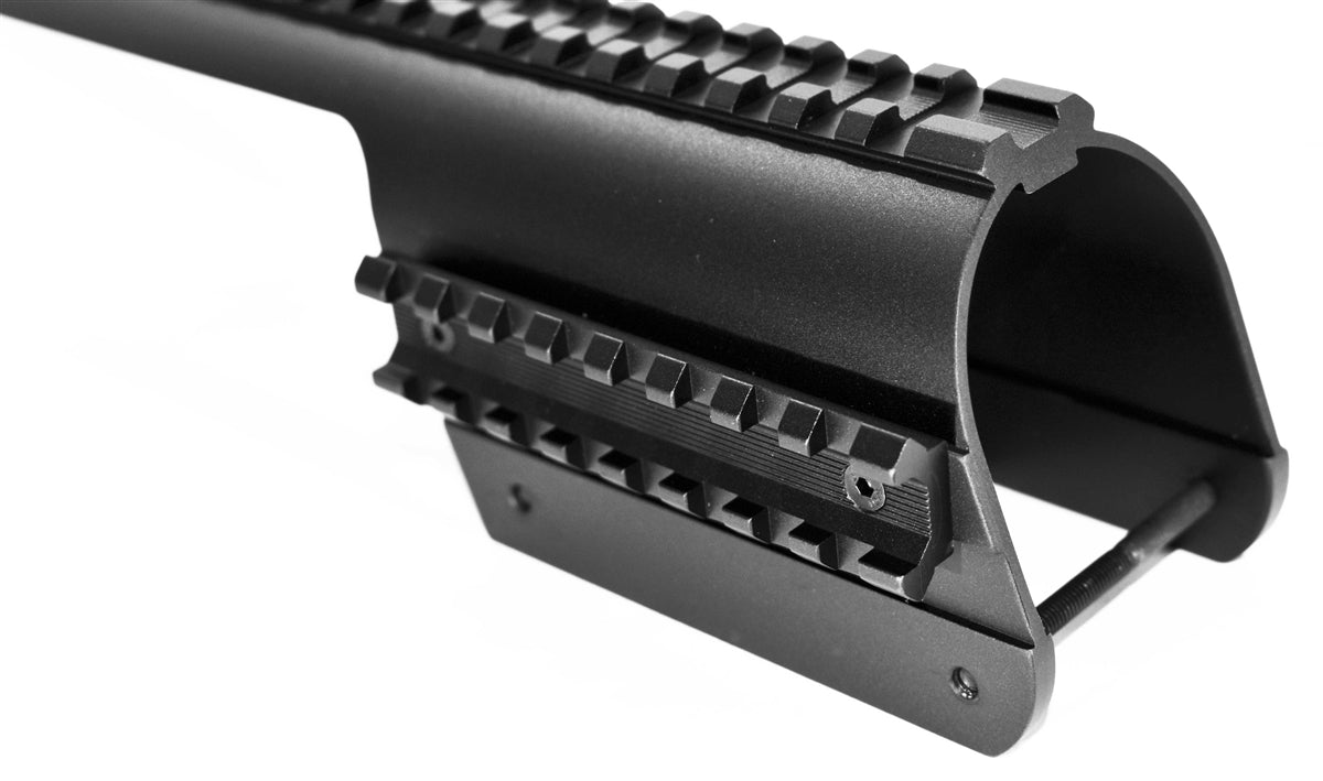 Trinity Saddle Mount Picatinny Single Rail Mount Adapter Compatible With Benelli Nova 12 gauge pump. - TRINITY SUPPLY INC